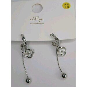 NEW Beautiful Silver Stainless Steel Flower & Dangle Earrings